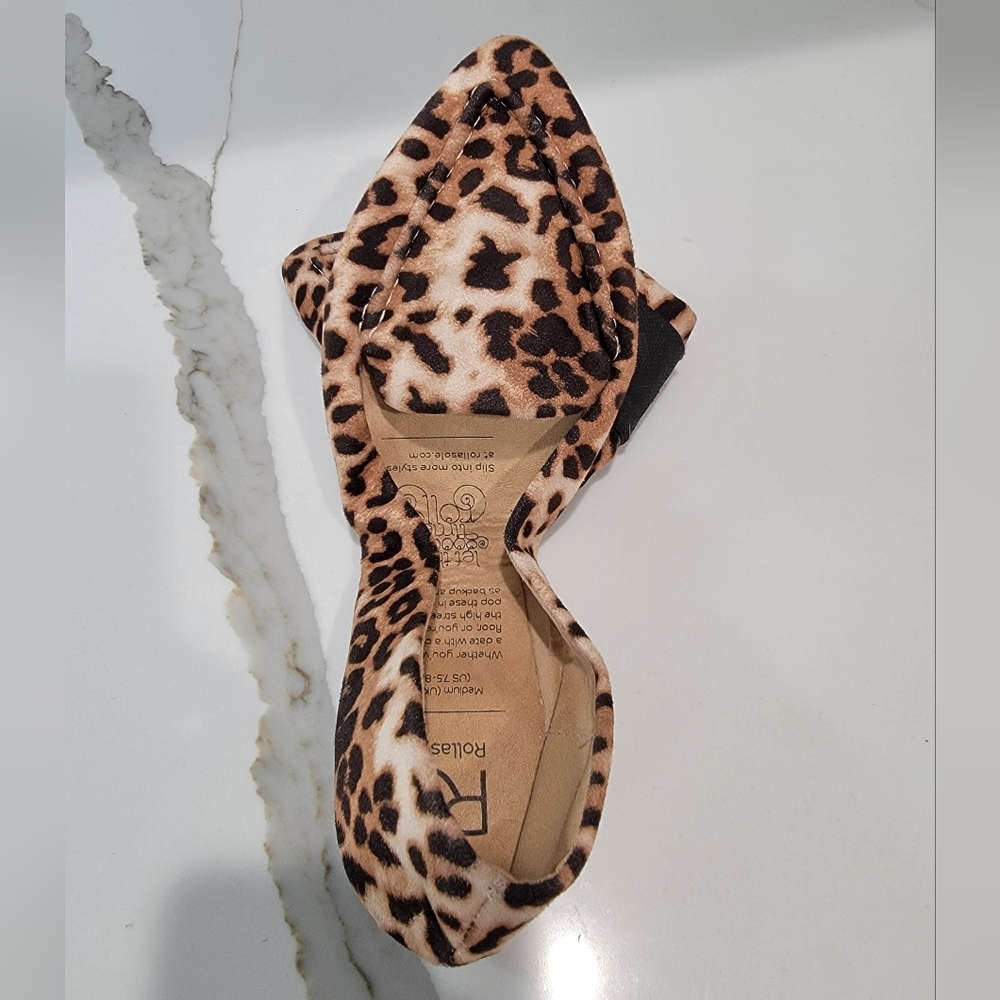 Rollasole Into The Wild Leopard Print Packable Travel Pointed Loafer Flats View 2
